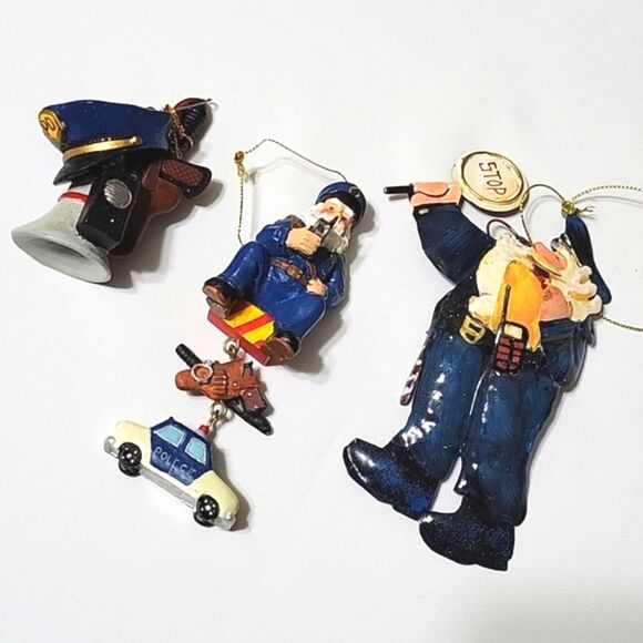 3 Police Themed Christmas Ornaments - Picture 1 of 4